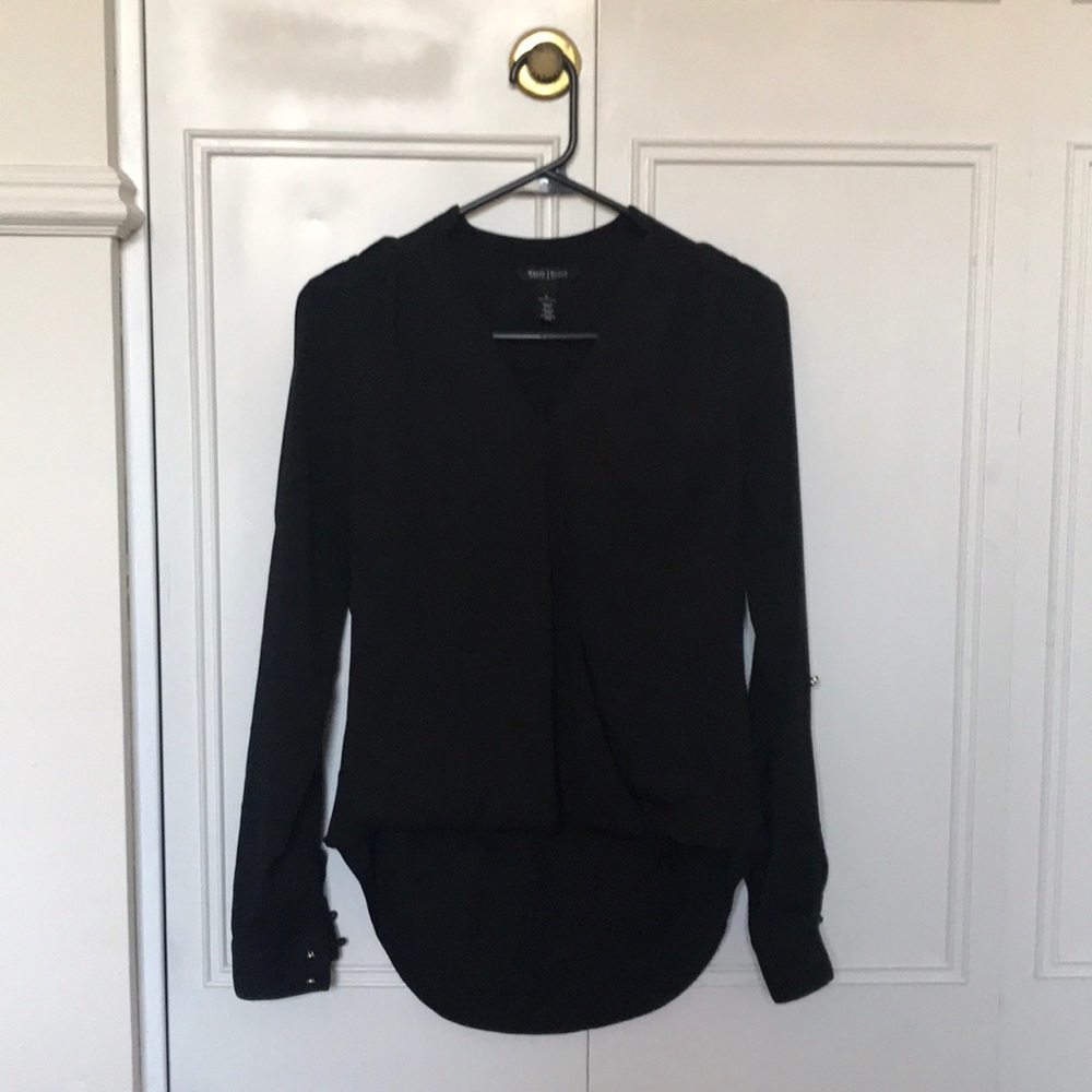White House Black Market Black Chiffon Shirt